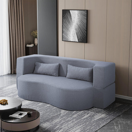 Full Size Convertible Teddy Fabric Sofa Bed With Pillows - Omega Lifestyles