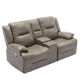 Grey Leather Gel Manual Recliner Chair With LED Lights - Omega Lifestyles