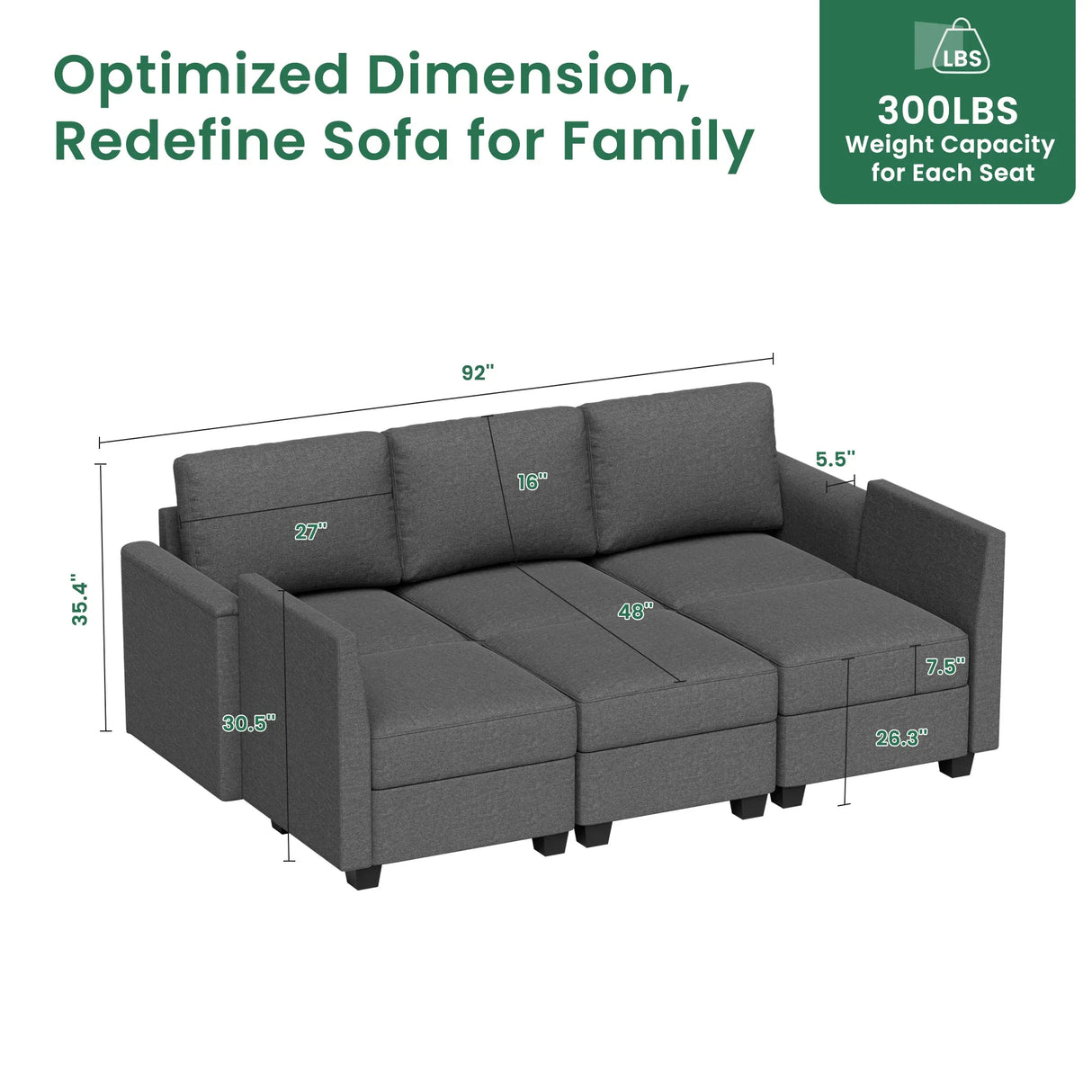 Modern 5-Seater Modular Sectional Sofa With Storage - Omega Lifestyles