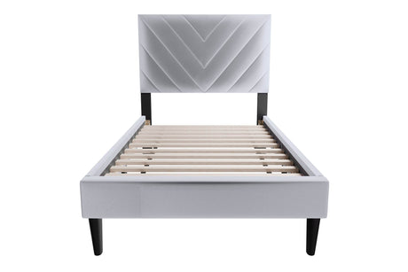 Adjustable Headboard Twin Velvet Upholstered Bed Frame - Omega Lifestyles