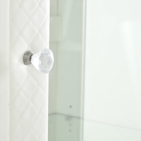 Modern Upholstered Glass Display Cabinet With Adjustable LED Light - Omega Lifestyles