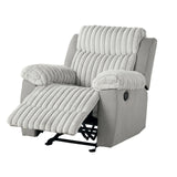 Transitional Gray Manual Glider Recliner With Two-Tone Design - Omega Lifestyles