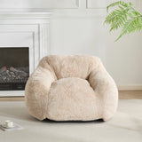 Soft Beige Faux-Fur Armchair Style Bean Bag Seating - Omega Lifestyles