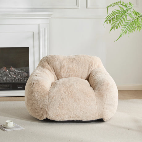 Soft Beige Faux-Fur Armchair Style Bean Bag Seating - Omega Lifestyles