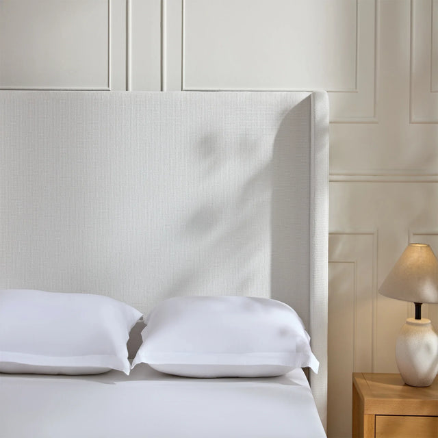 Queen Contemporary Cream White Chenille Upholstered Bed Frame - Omega Lifestyles