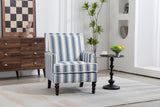 Vintage Blue White Striped Upholstered Accent Chair - Omega Lifestyles