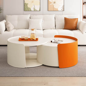 Modern Round MDF Nesting Coffee Table With Storage - Omega Lifestyles