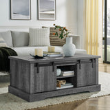 Rustic Grey MDF Sliding Barn Door Coffee Table - Omega Lifestyles