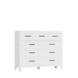 9-Drawer White Metal Tall Dresser With Smooth Drawers - Omega Lifestyles