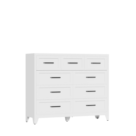 9-Drawer White Metal Tall Dresser With Smooth Drawers - Omega Lifestyles