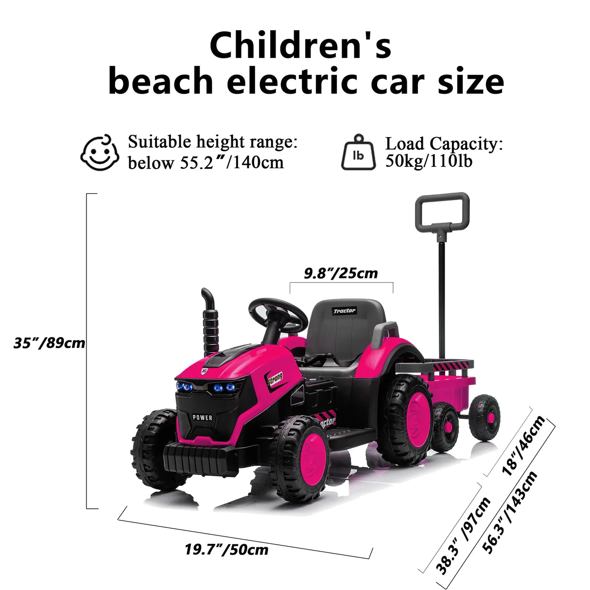 12V Kids Electric Ride On Tractor With Trailer Toy Car - Omega Lifestyles