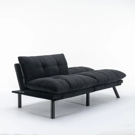 Black Upholstered Convertible Twin Sofa Bed With Foam Cushion - Omega Lifestyles