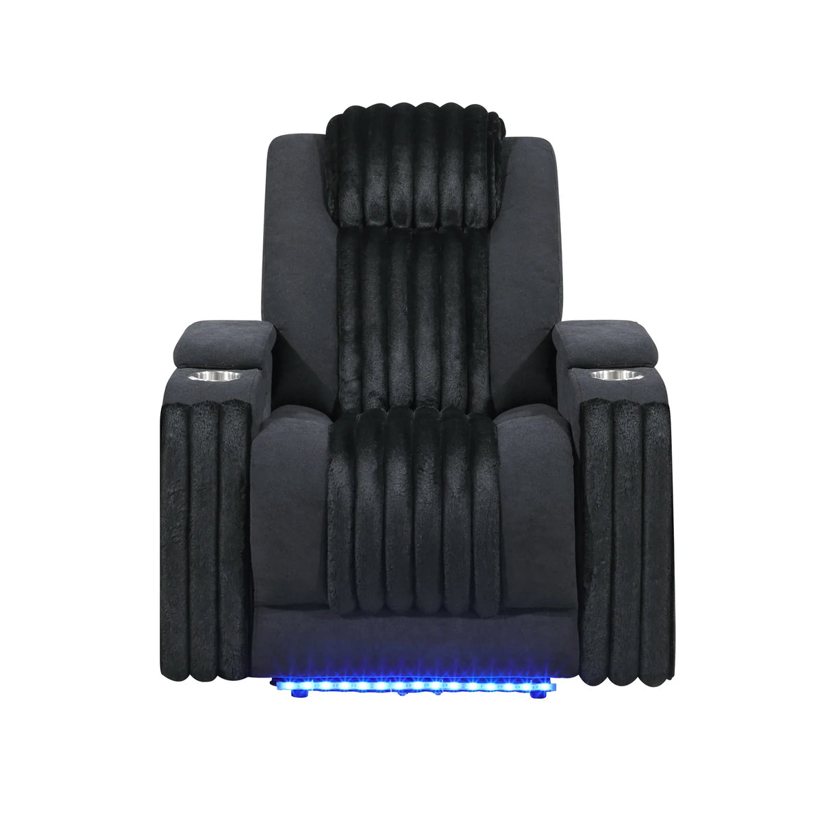 Black Wood Frame Power Recliner With LED Lighting - Omega Lifestyles