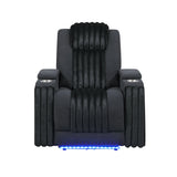 Black Wood Frame Power Recliner With LED Lighting - Omega Lifestyles