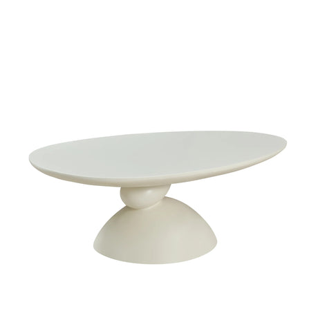 Minimalist Milk White Fiberglass Oval Coffee Table - Omega Lifestyles
