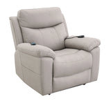 Light Gray Polished Microfiber Power Lift Heating Massage Chair - Omega Lifestyles