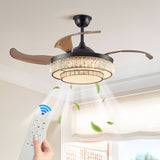 48-Inch LED Retractable Ceiling Fan With Light Remote