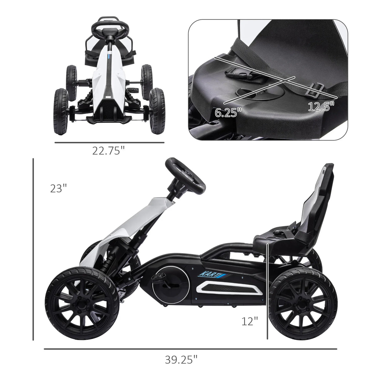 Kids Pedal Go Kart With Adjustable Seat And Handbrake - Omega Lifestyles