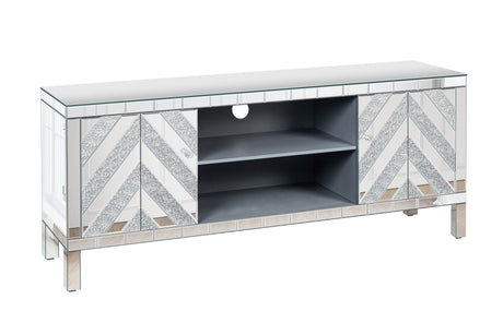 47-Inch Mirrored Dual Door TV Media Console - Sleep Galleria