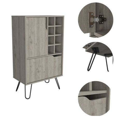 Light Grey Particle Board Liquor Cabinet With Steel Legs - Omega Lifestyles