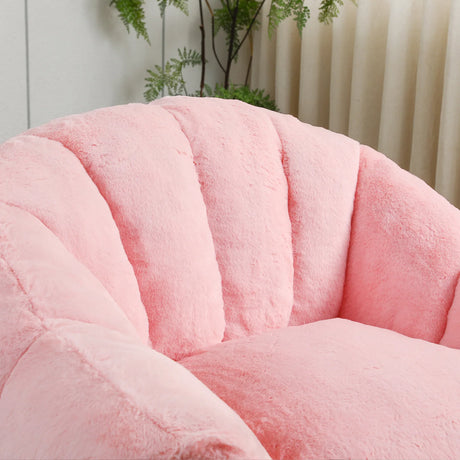 High Density Foam Pink Faux Fur Beanbag Chair - Omega Lifestyles