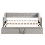 Twin Upholstered Velvet Daybed With Pop-Up Trundle - Omega Lifestyles