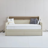 Twin PU Leather Daybed With Storage Drawers Charging Station - Omega Lifestyles