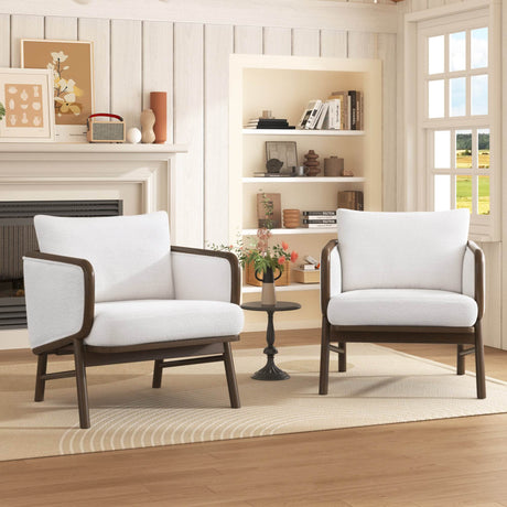 Set of 2 Sherpa Fabric Upholstered Accent Chairs - Omega Lifestyles