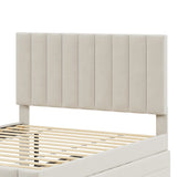 Full Full Size Upholstered Linen Platform Bed With Trundle - Omega Lifestyles