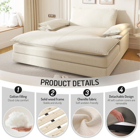 Modern Oversized Chenille Lounge Chair With Wide Armrests - Omega Lifestyles