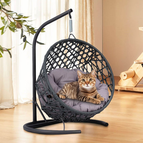 Indoor Hanging Cat Hammock Bed With Stand And Cushion - Sleep Galleria