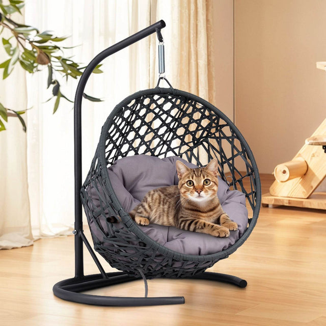 Indoor Hanging Cat Hammock Bed With Stand And Cushion - Sleep Galleria