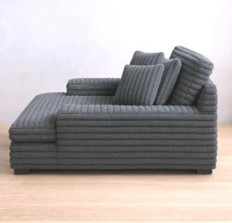 Corduroy Jumbo Chaise Armchair With Dual Cup Holders - Omega Lifestyles