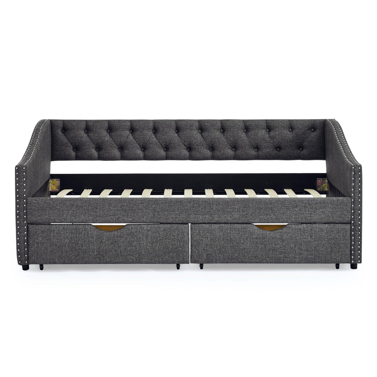 Twin Upholstered Tufted Daybed With Storage Drawers - Omega Lifestyles