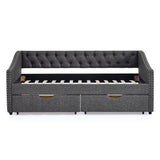 Twin Upholstered Tufted Daybed With Storage Drawers - Omega Lifestyles