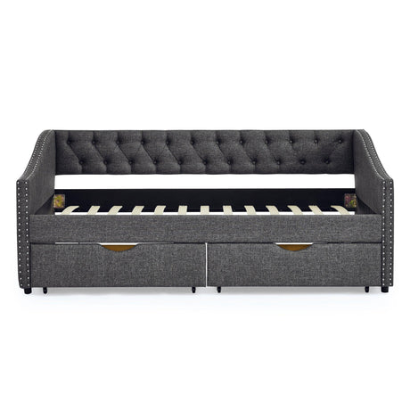Twin Upholstered Tufted Daybed With Storage Drawers - Omega Lifestyles