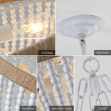 Farmhouse Wood Beaded Pendant Chandelier Lighting - Omega Lifestyles