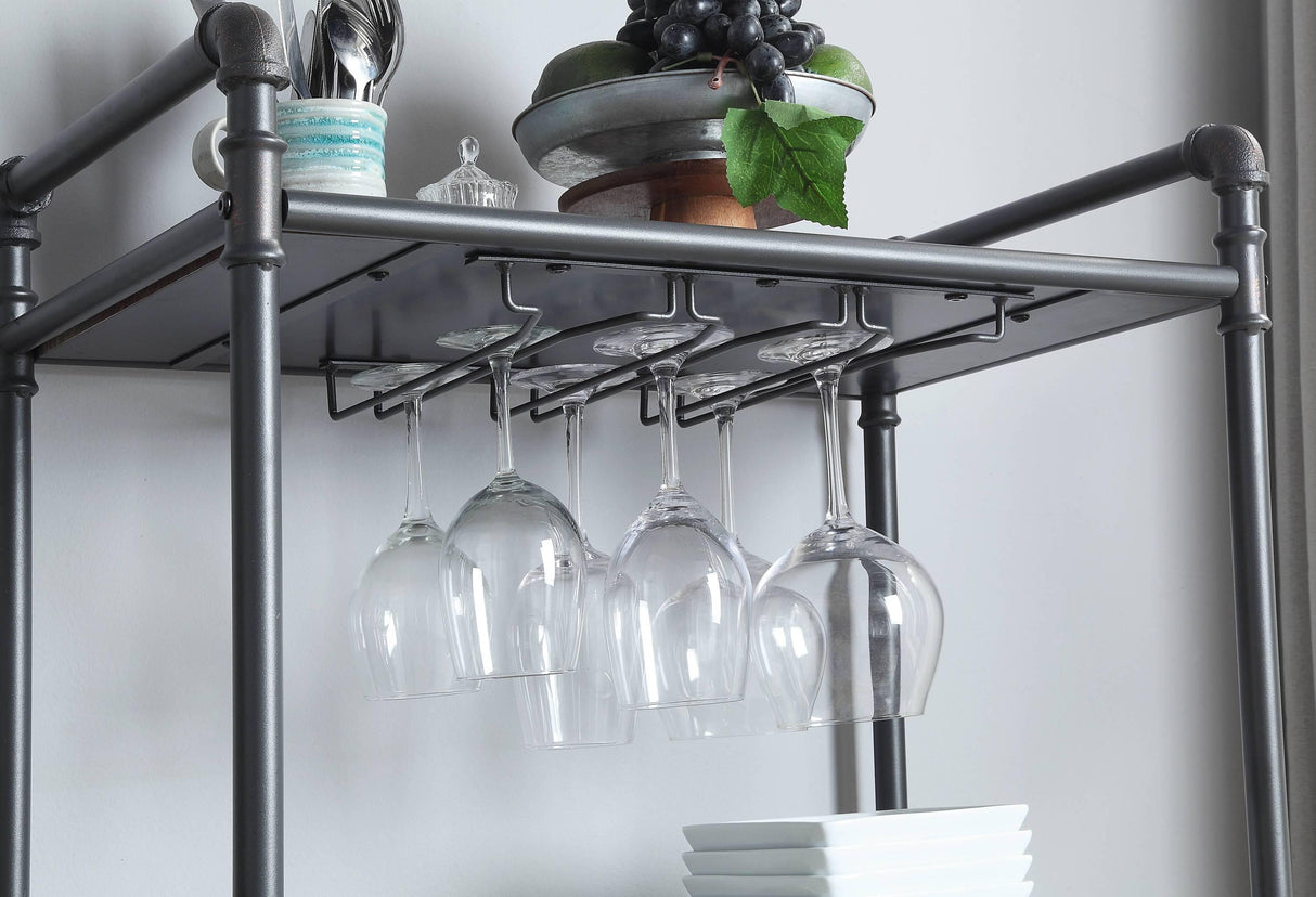 Industrial Three-Tier Metal And Synthetic Wood Wine Rack - Omega Lifestyles