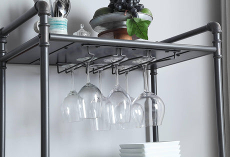 Industrial Three-Tier Metal And Synthetic Wood Wine Rack - Omega Lifestyles