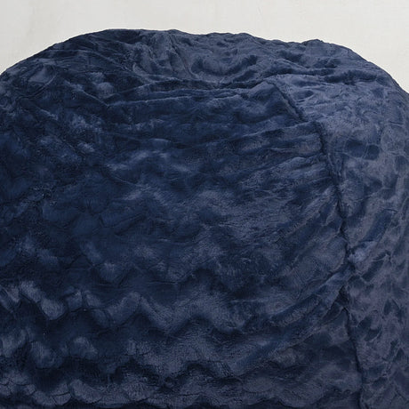 Navy Faux Fur Shredded Memory Foam Bean Bag Chair - Omega Lifestyles