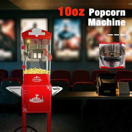 Portable 10 Oz Kettle Popcorn Machine With Cart - Omega Lifestyles