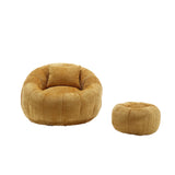 Chenille Memory Foam Pumpkin Shape Lounge Chair With Ottoman - Omega Lifestyles
