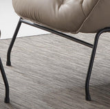 Khaki Top Grain Leather Accent Chair And Ottoman - Omega Lifestyles