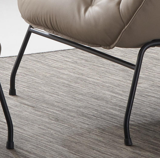 Khaki Top Grain Leather Accent Chair And Ottoman - Omega Lifestyles