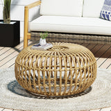 Boho Handcrafted Light Brown Wicker Coffee Table