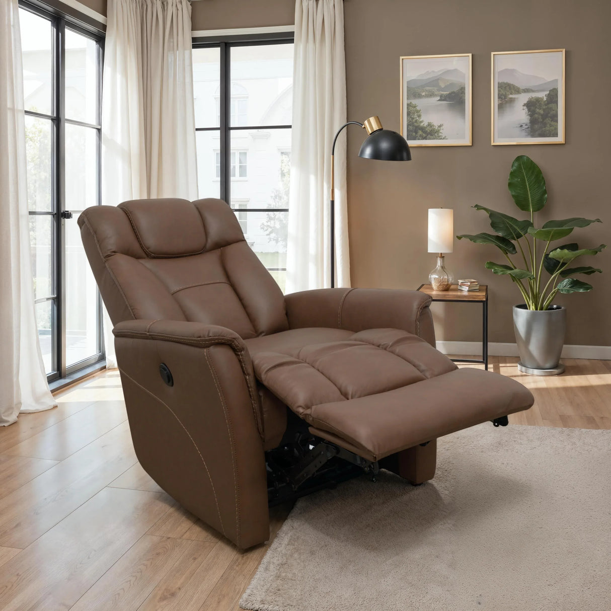 Power Recliner With Manual Adjustable Headrest And Power Footrest - Omega Lifestyles