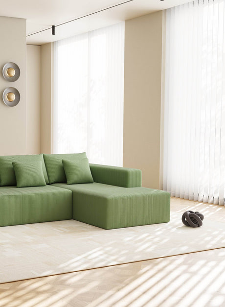 Corduroy U-Shaped Modular Sectional Sofa With Plush Cushions - Omega Lifestyles