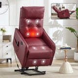 Red Faux Leather Power Lift Recliner Chair With Massage - Omega Lifestyles