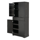 Fluted Freestanding Kitchen Pantry Cabinet With Drawers - Omega Lifestyles