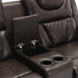 Brown Faux Leather Manual Recliner Chair With LED Light - Omega Lifestyles